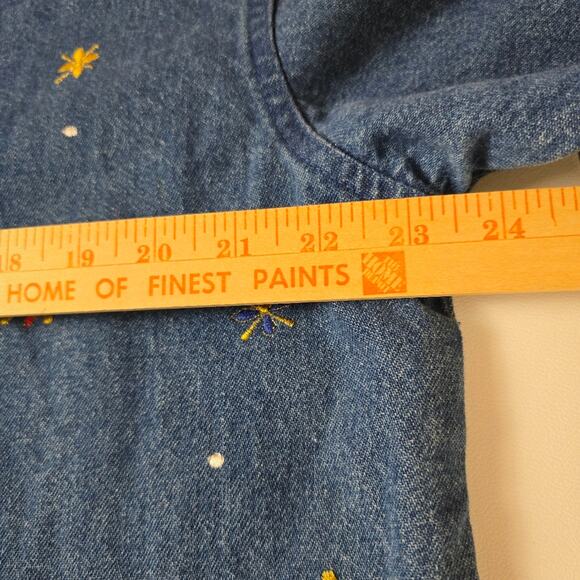 New Directions Blue Denim  Jacket Shirt Snowman Shacket Christmas Embroidery L - Picture 6 of 14